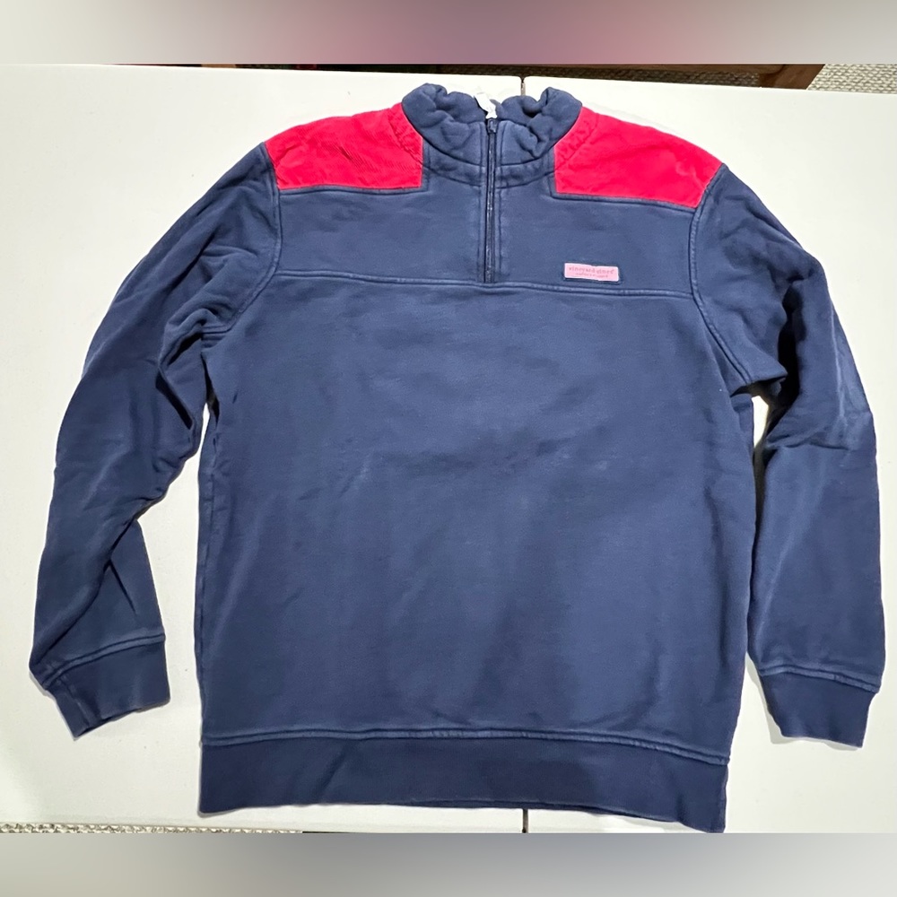 Dark Blue Vineyard Vines Shep Shirt Size S Red Corduroy Shoulders
